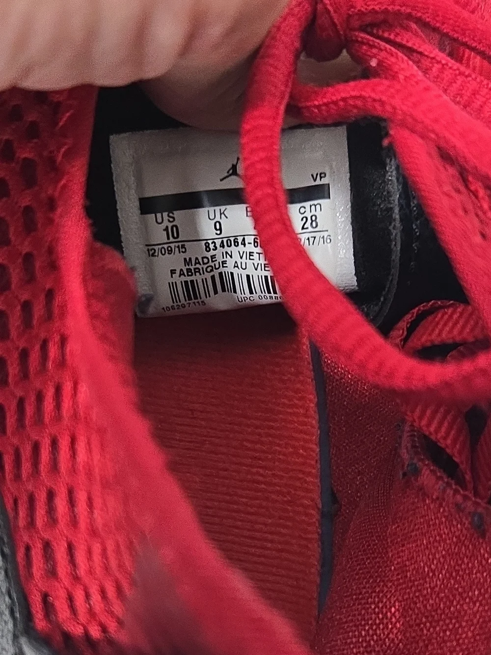 Jordan Red Knit Lace-Up Sneakers